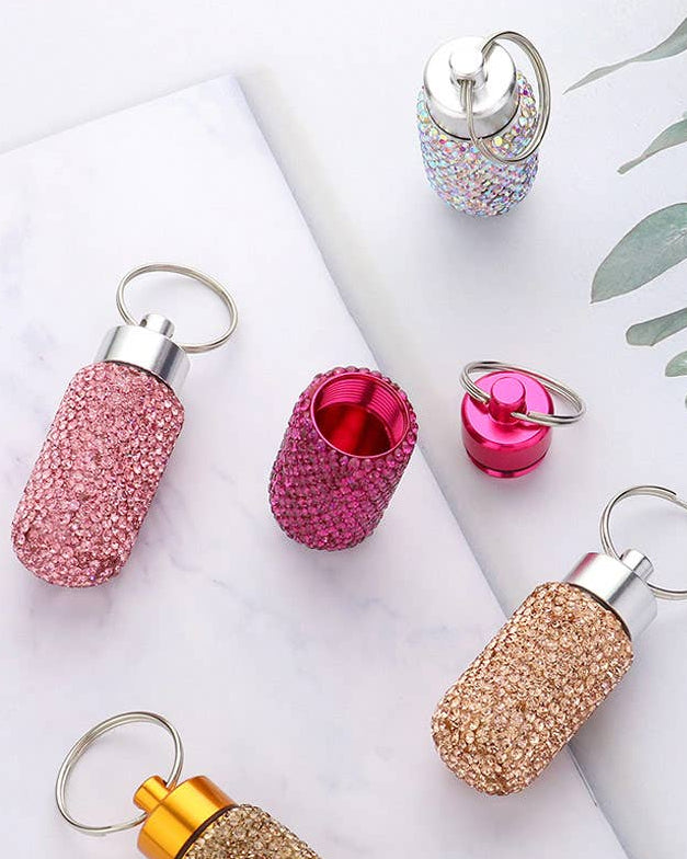 Bling Mini Pill Case Keychain