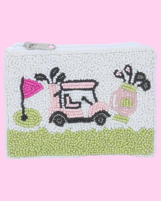 Golf Themed Fully Beaded Coin Purse