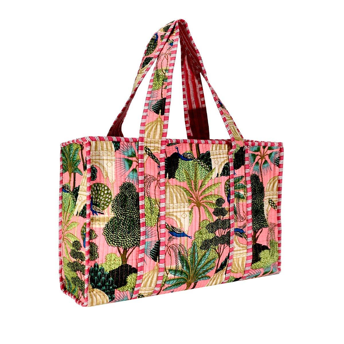 Cotton Palm Print Tote Bag- Small & Large