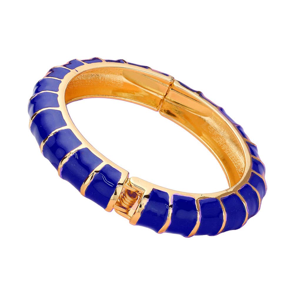 Enamel Bamboo Hinged Bangle Bracelet