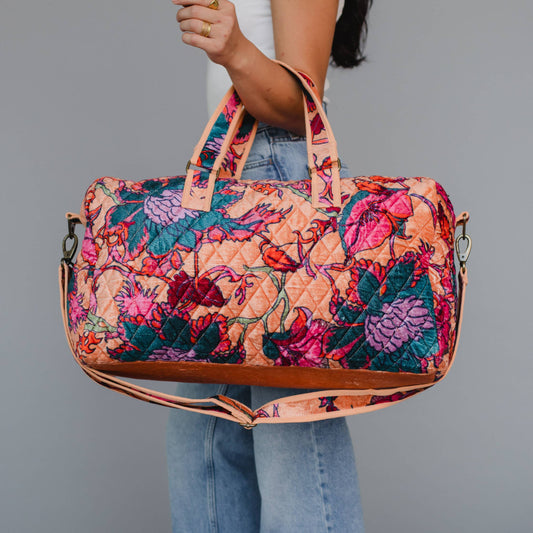 Lt. Orange & Multicolored Floral DufflE