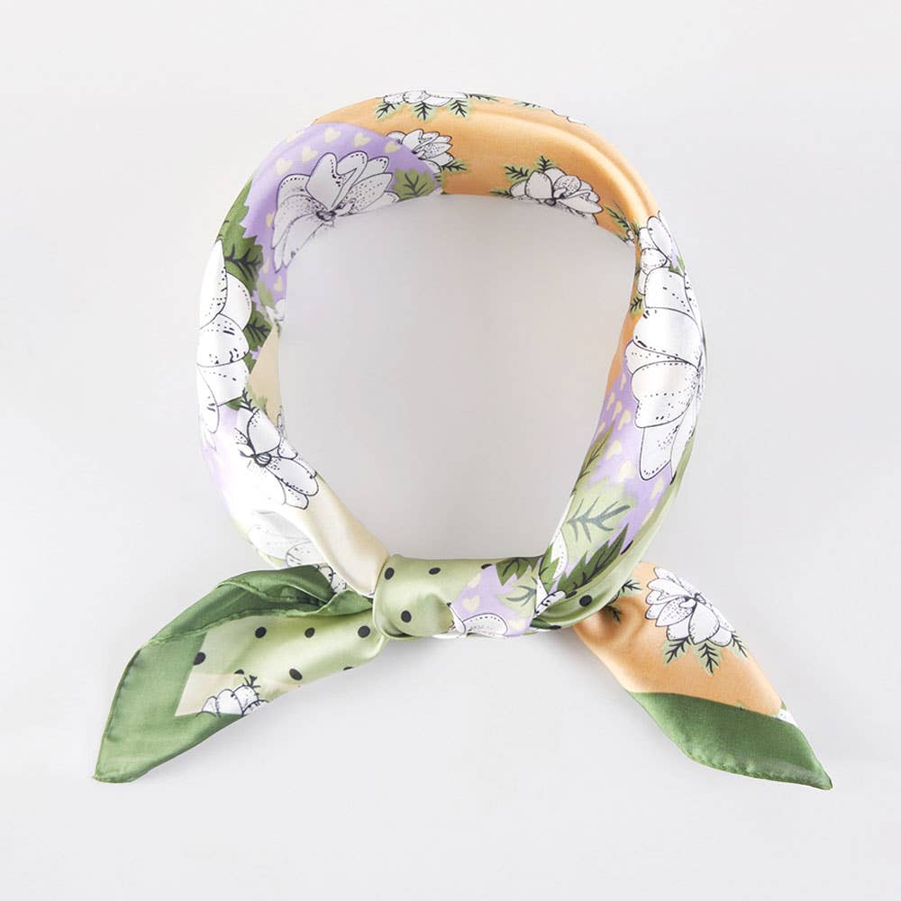 Floral Patchwork Silky Bandana Scarf