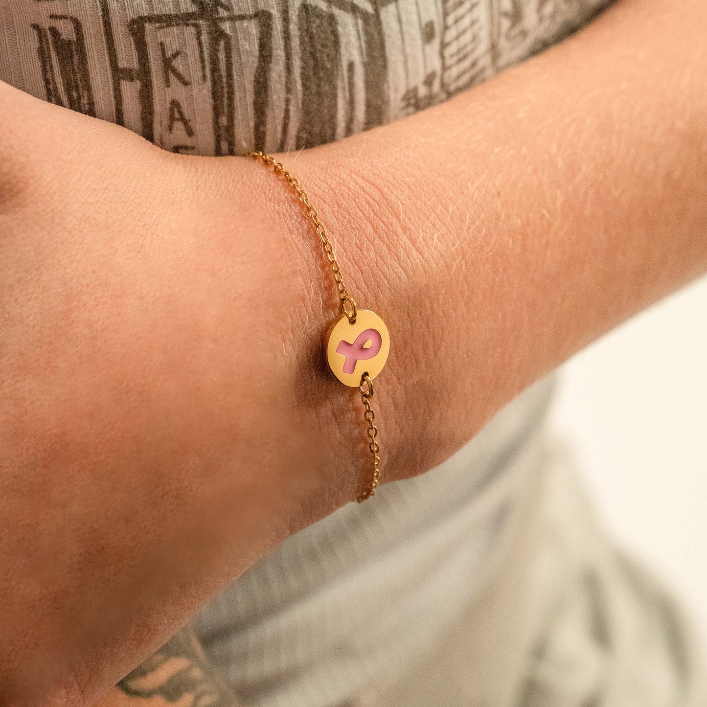 Breast Cancer Awareness Adjustable Circle Bracelet