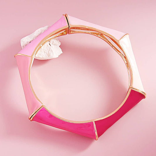 Pink Hexagonal Stretch Bangle Bracelet