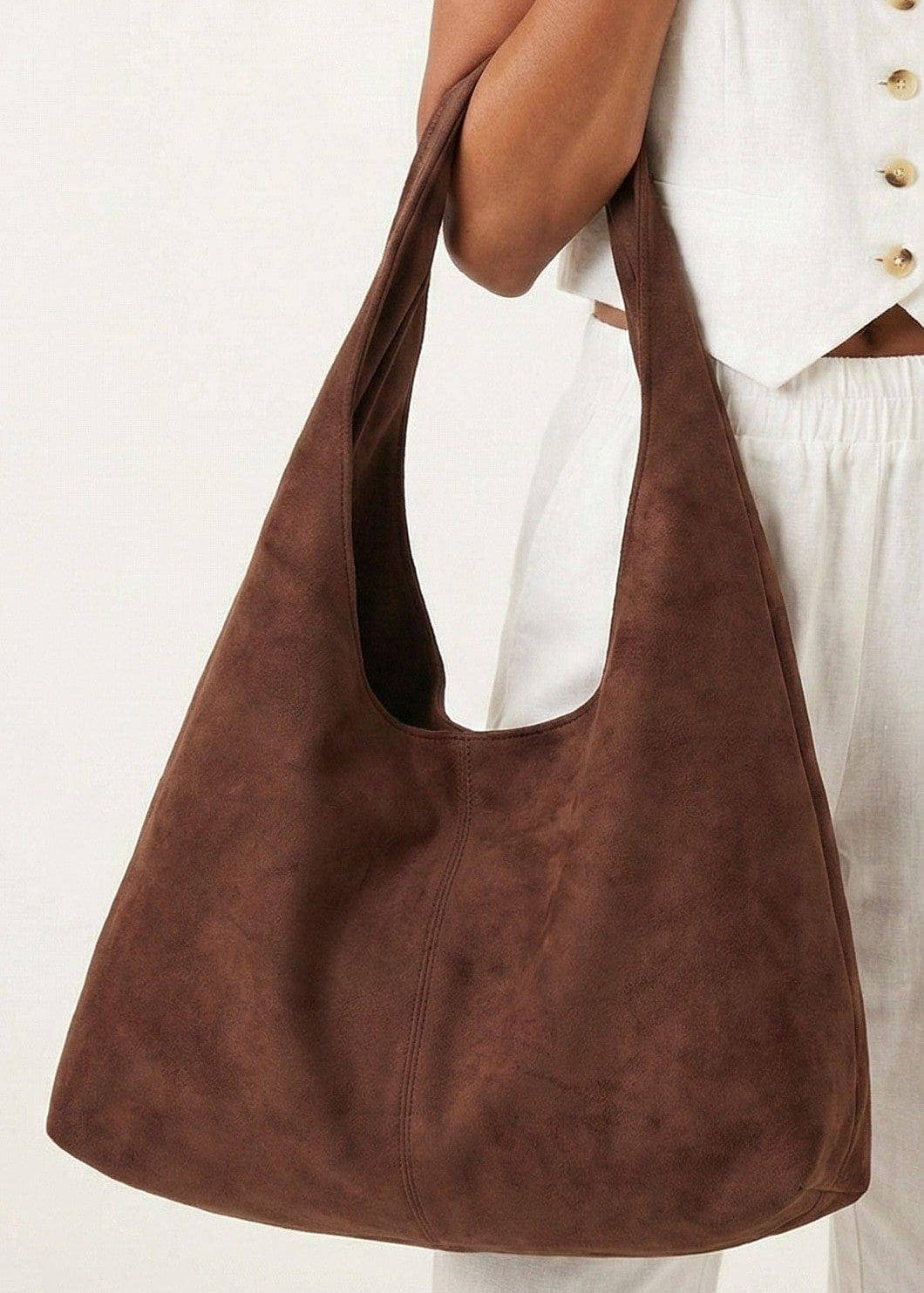 Soft Suede-Style Slouch Hobo Bag