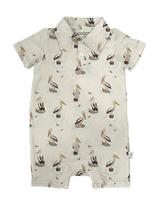 Coastal Pelicans - SS Polo Romper