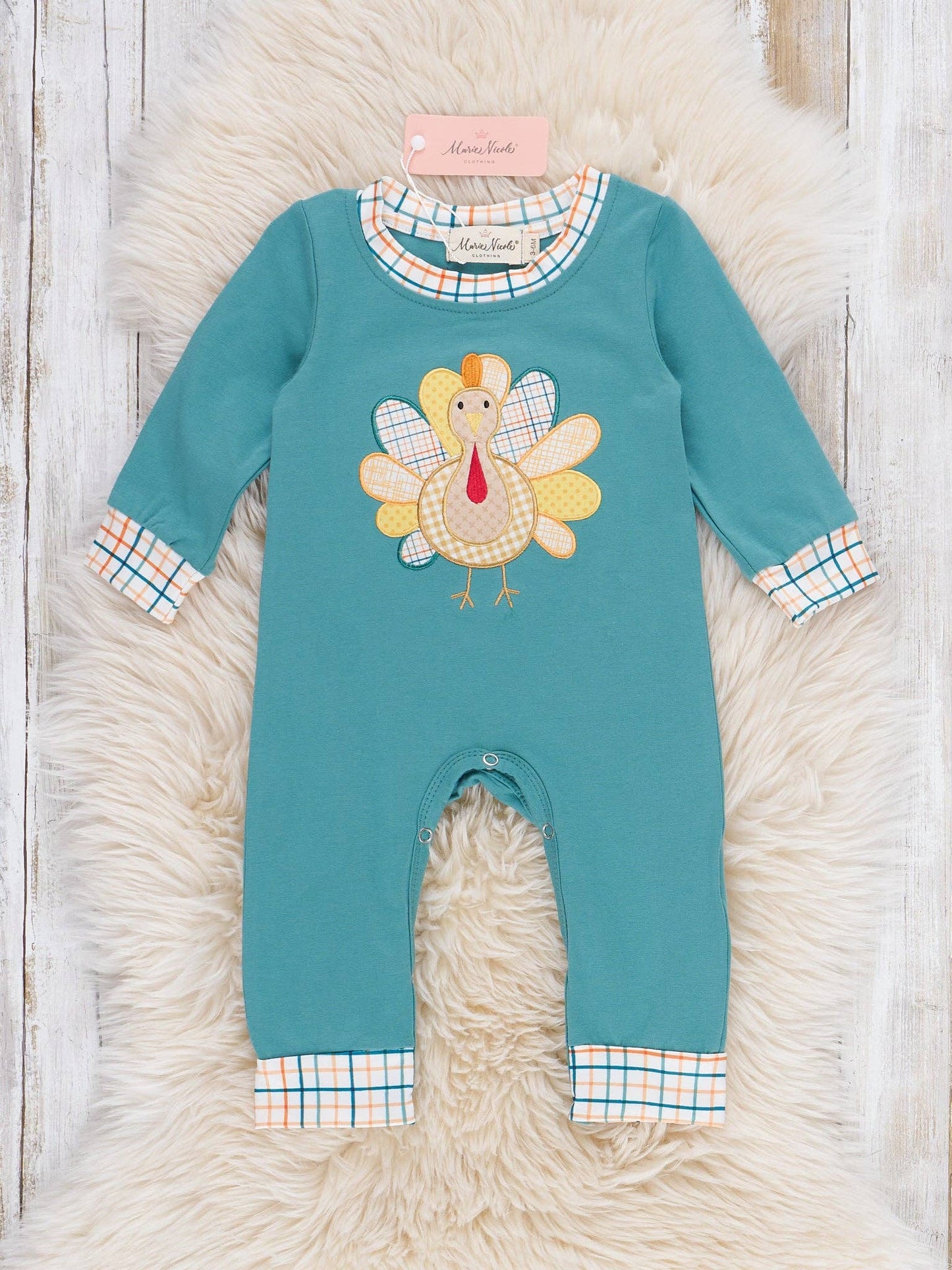 Gobble Giggles Boy's Plaid Romper