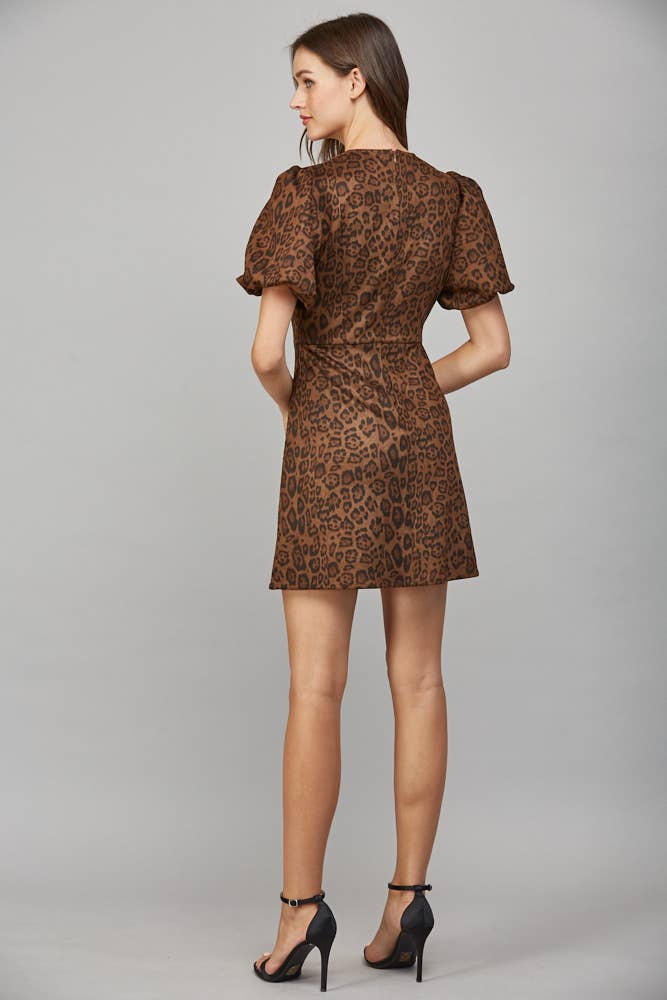 Animal Print Suede Bow Dress