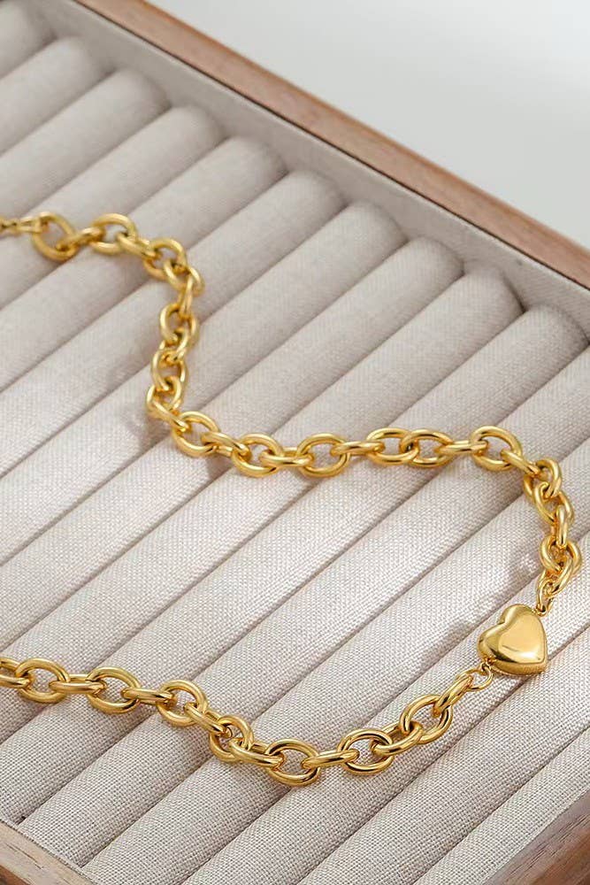 Puffy Heart Chain Necklace