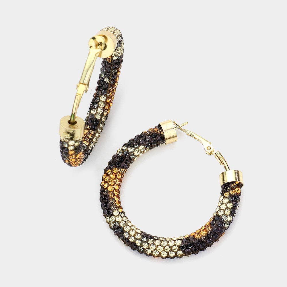 Rhinestone Pave Hoop Earrings