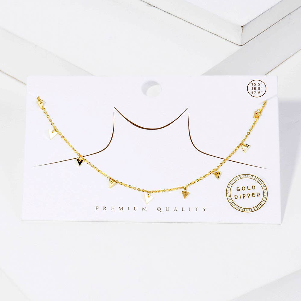 Gold Dipped Metal Triangle Station Necklace