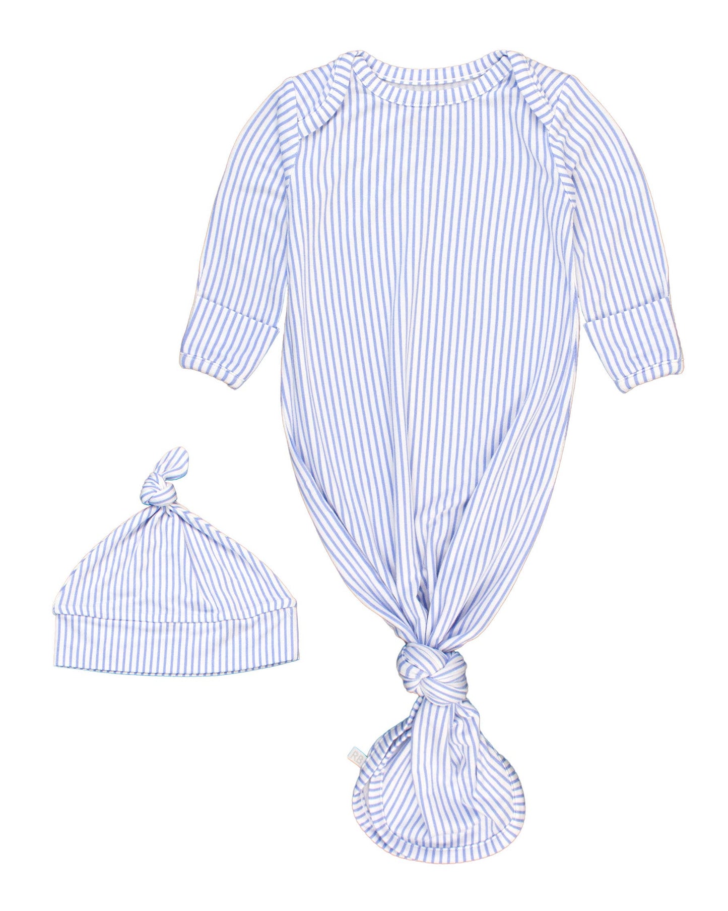 Bamboo Periwinkle Stripe Knotted Sleep Gown & Hat Set