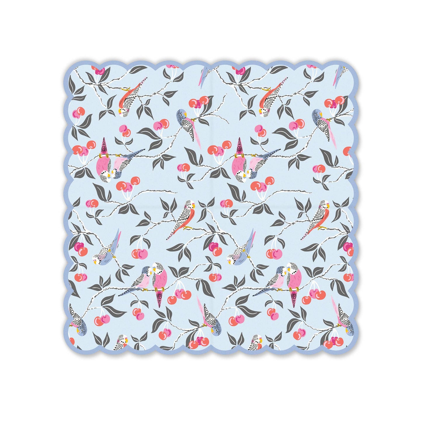 Birds in the Cherry Tree Scalloped Beverage Napkins