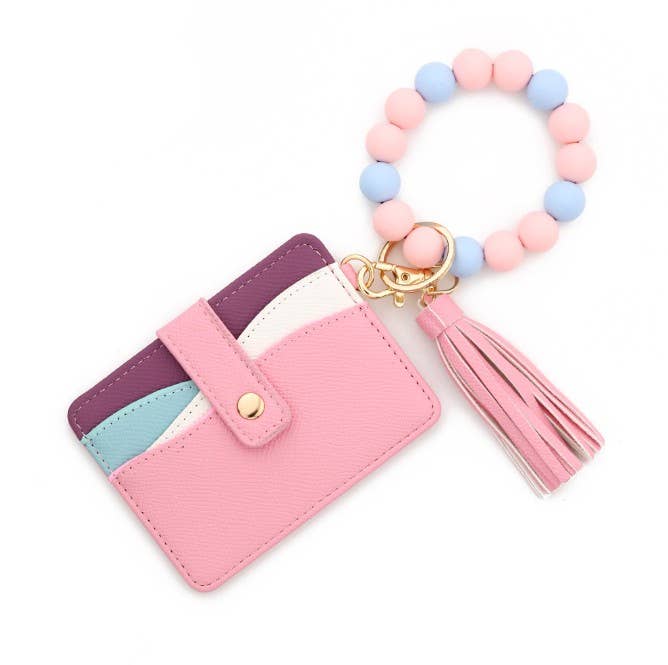 Summer Beaded Bracelet Card Holder & Key Chain