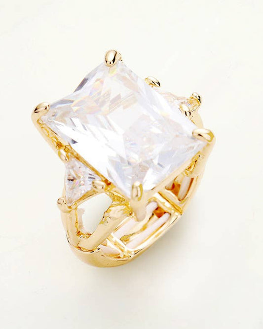 Statement Rectangle Crystal Stretch Ring