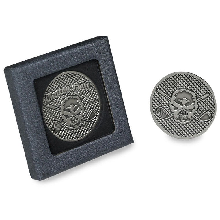 40mm Laser Etched Metal Skull Golf Ball Marker