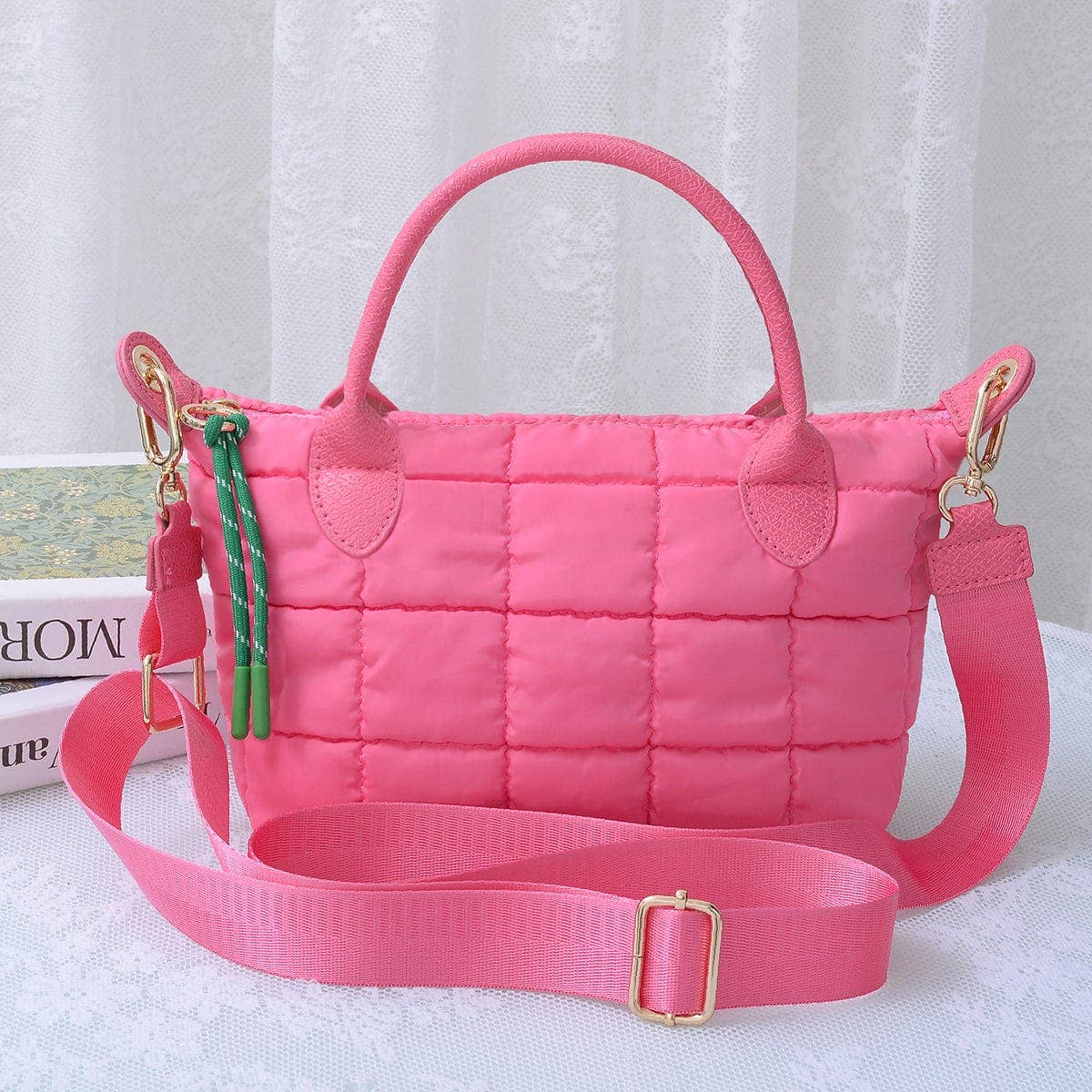 Quilted Puffer Satchel/Crossbody Bag