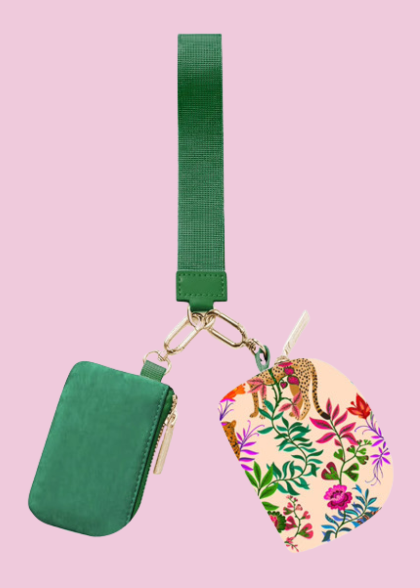 Double Pouch Wristlet- Jungle Oasis