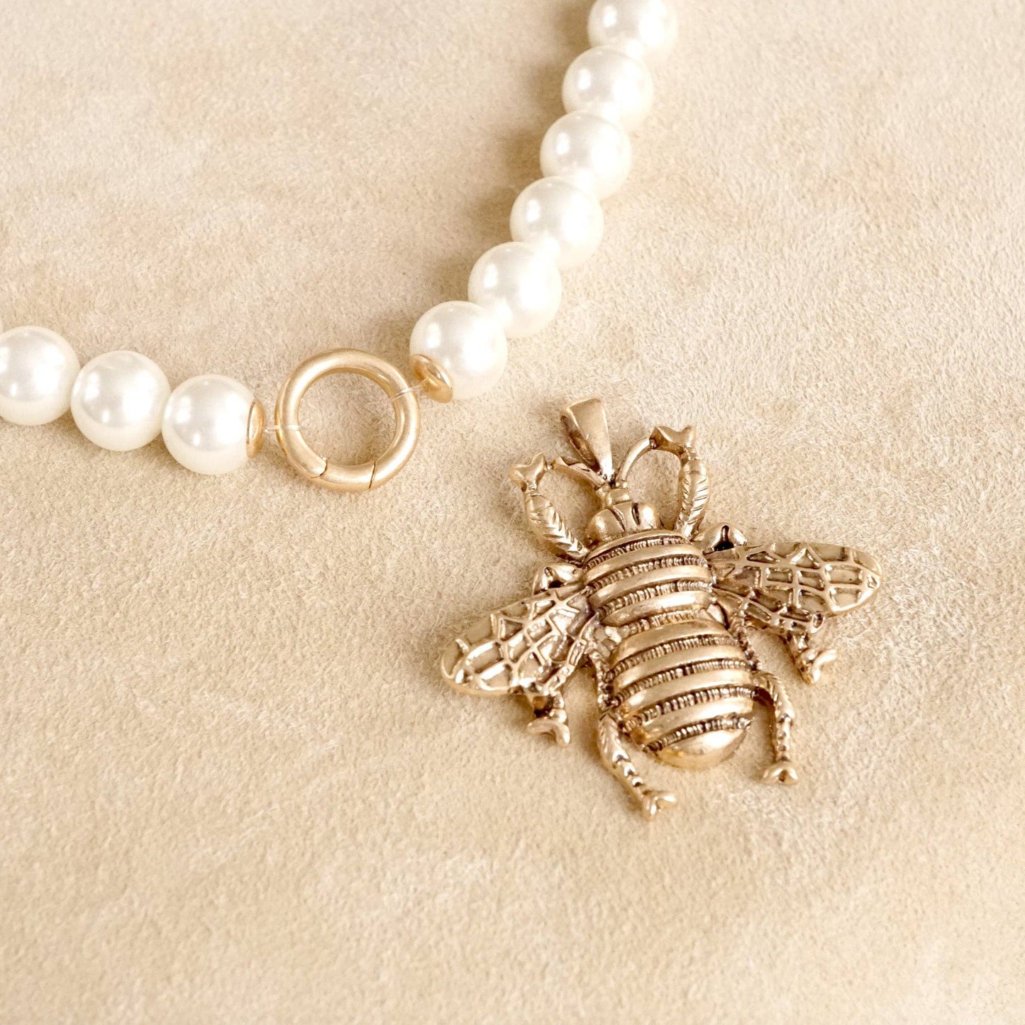 Boho Bee Pearls Statement Timeless Necklace