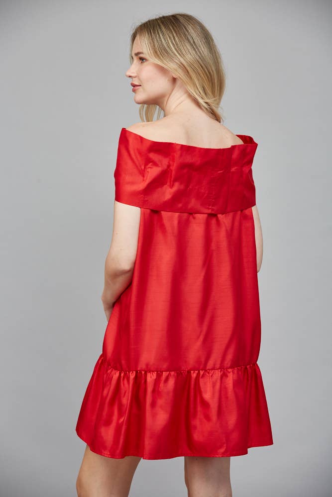 Oversized Bow Holiday Taffeta Dress