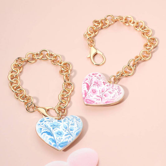 Chunky Floral Heart Charm Keychain Bag Charm