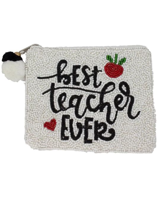 Beaded Best Teacher Apple Coin Purse
