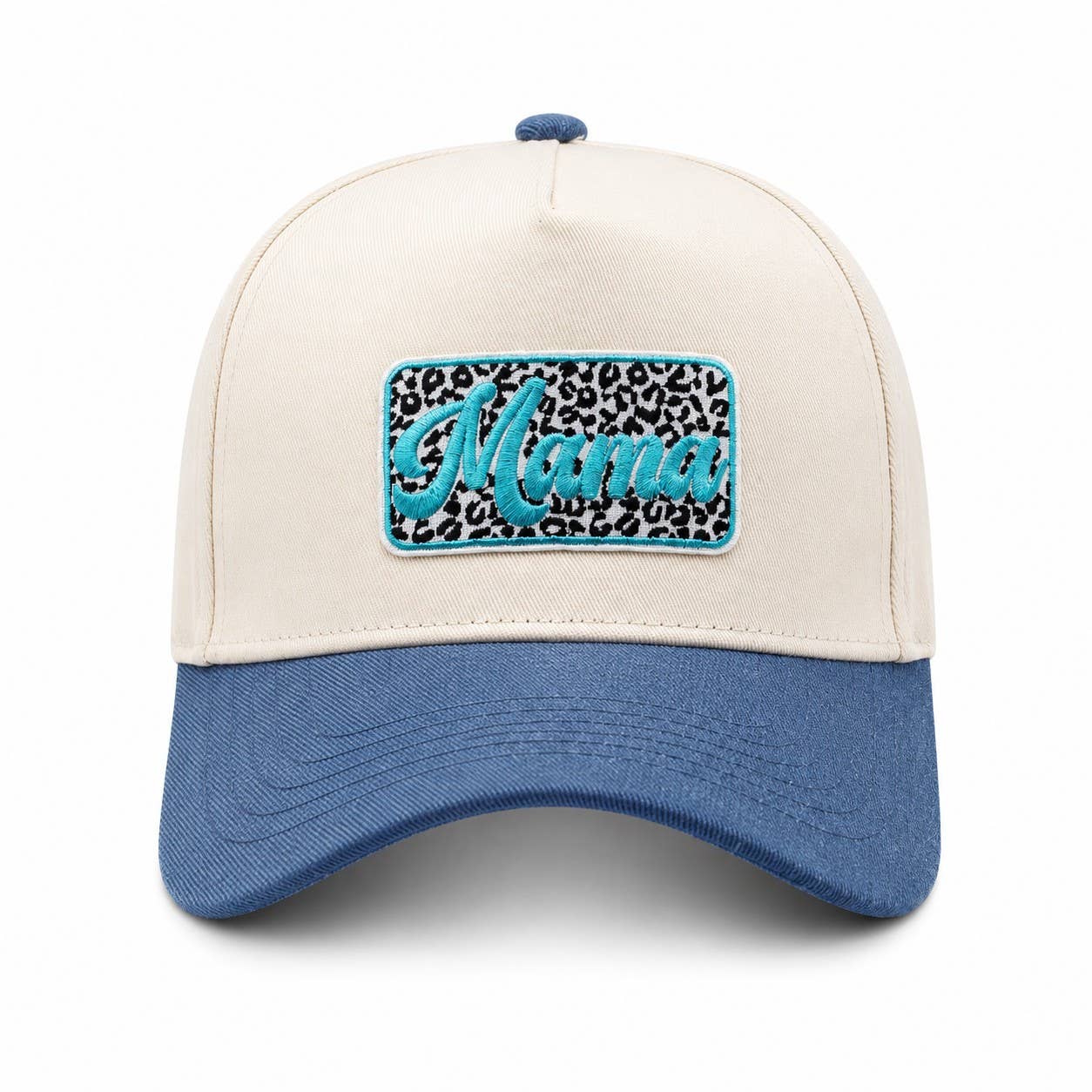 Mama Embroidered Leopard Patch Trucker Hat