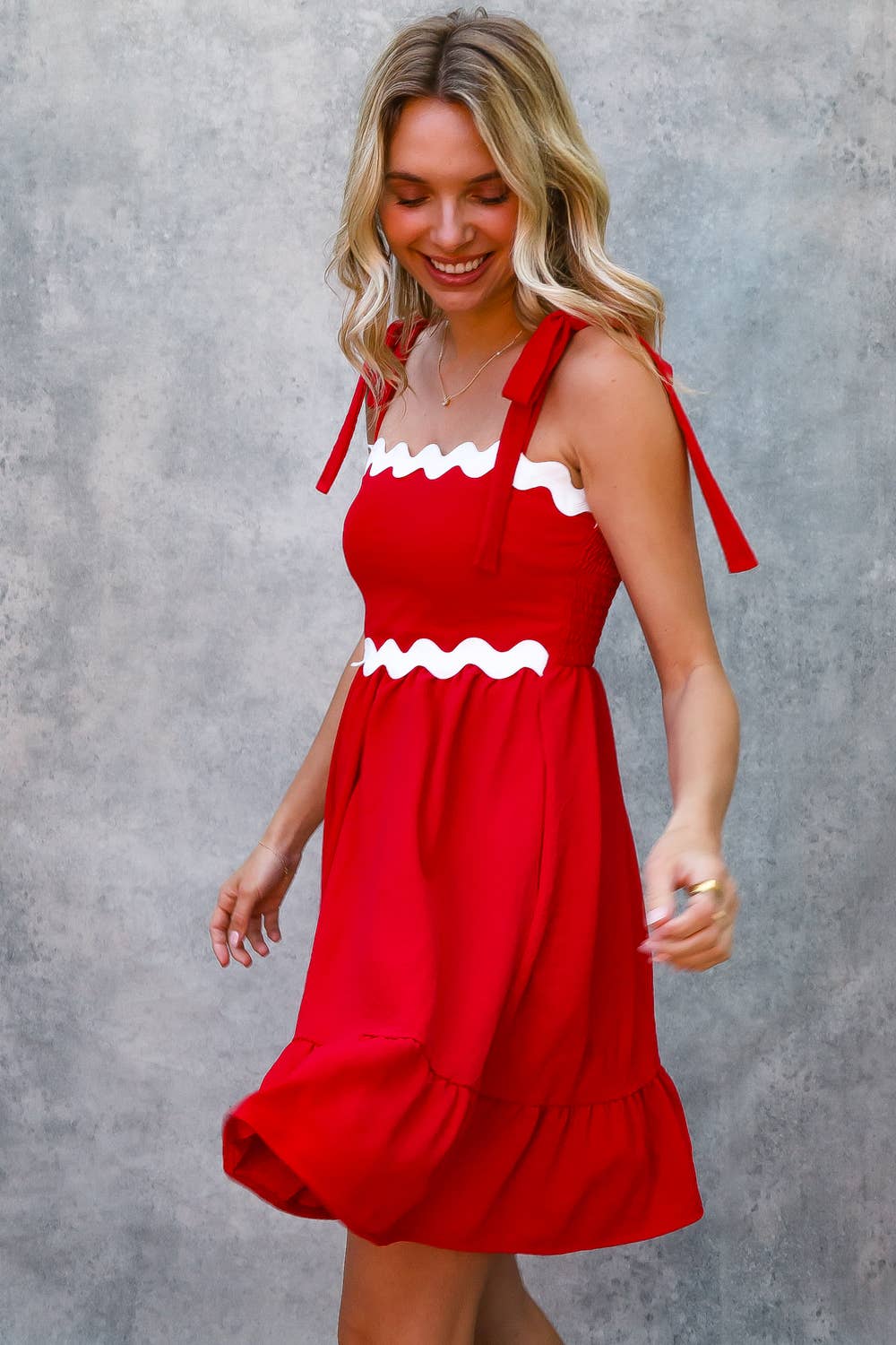 Game Day Red RicRac Dress