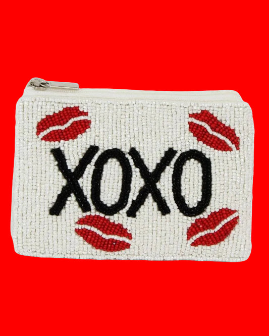 Ladies Fully Beaded XOXO Coin Purse