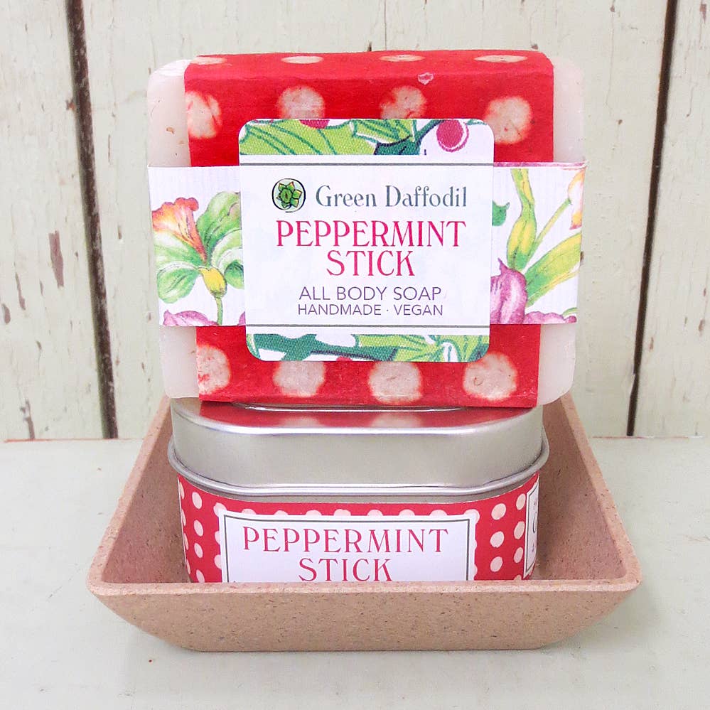 Peppermint Stick Candle & Soap Dish Gift
