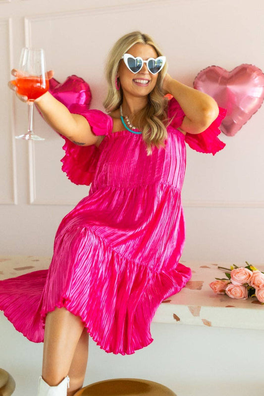Pink Pleated 3 Way Versi Dress