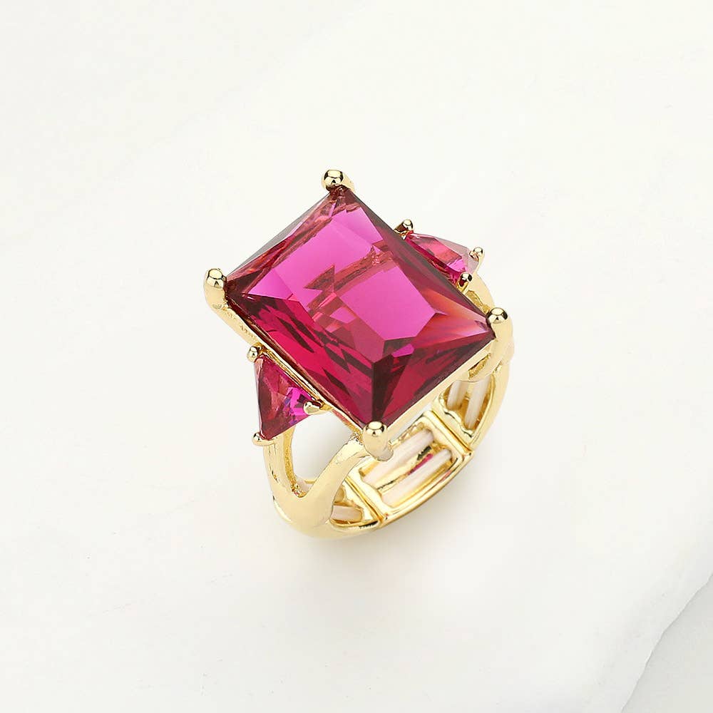 Statement Rectangle Crystal Stretch Ring