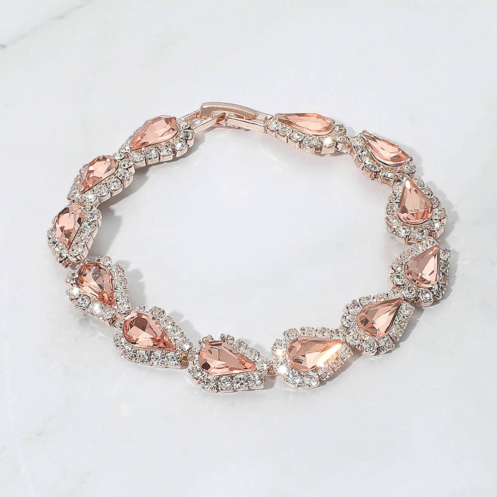Teardrop Rhinestone Link Evening Bracelet
