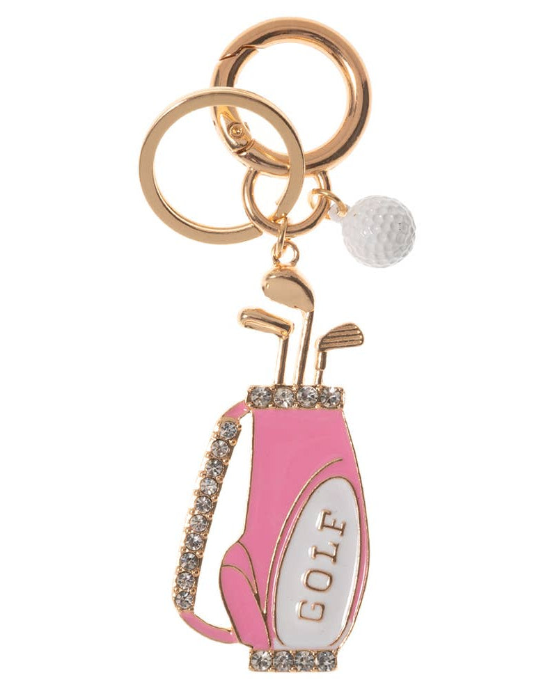 Stone Paved Enamel Golf Bag Keychain