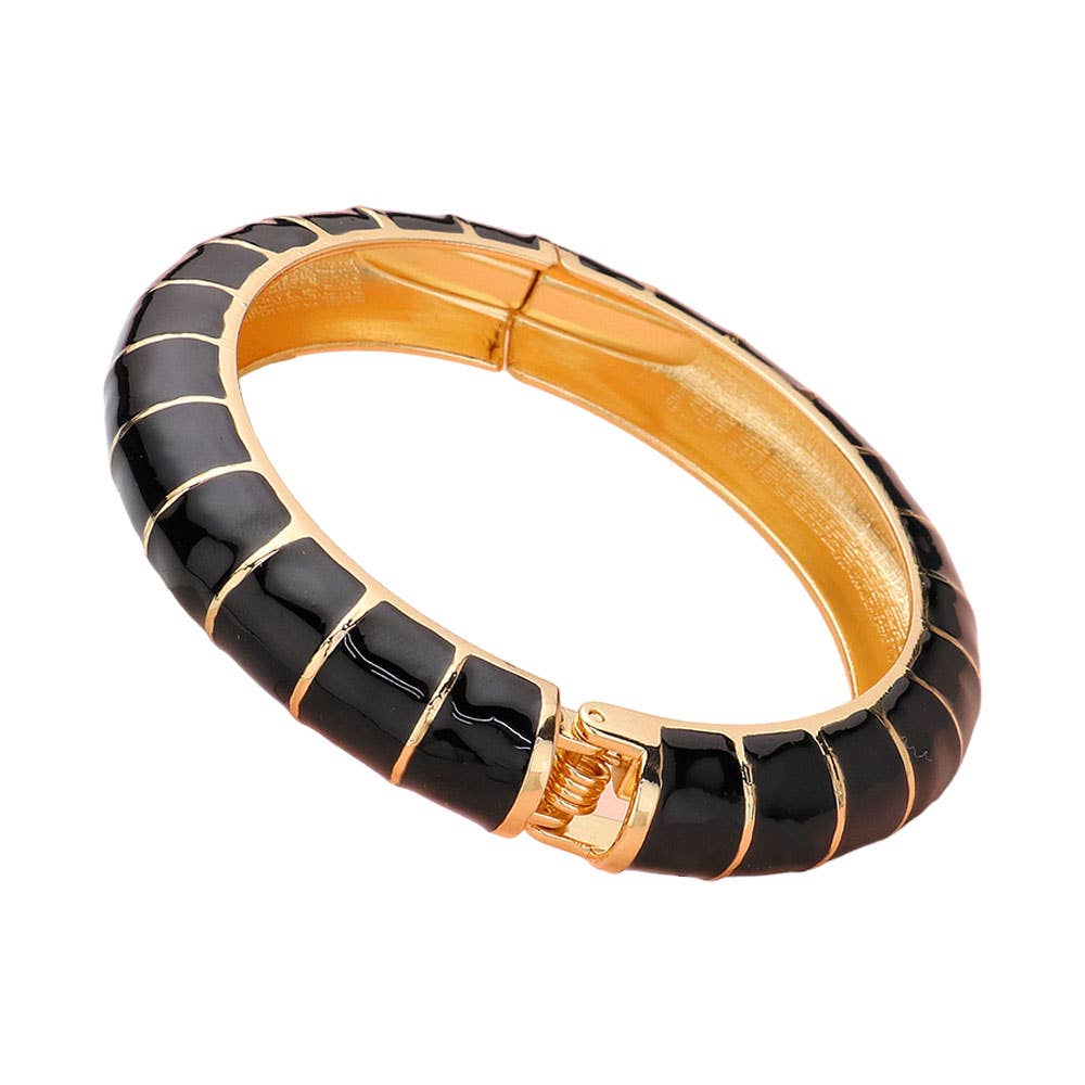 Enamel Bamboo Hinged Bangle Bracelet