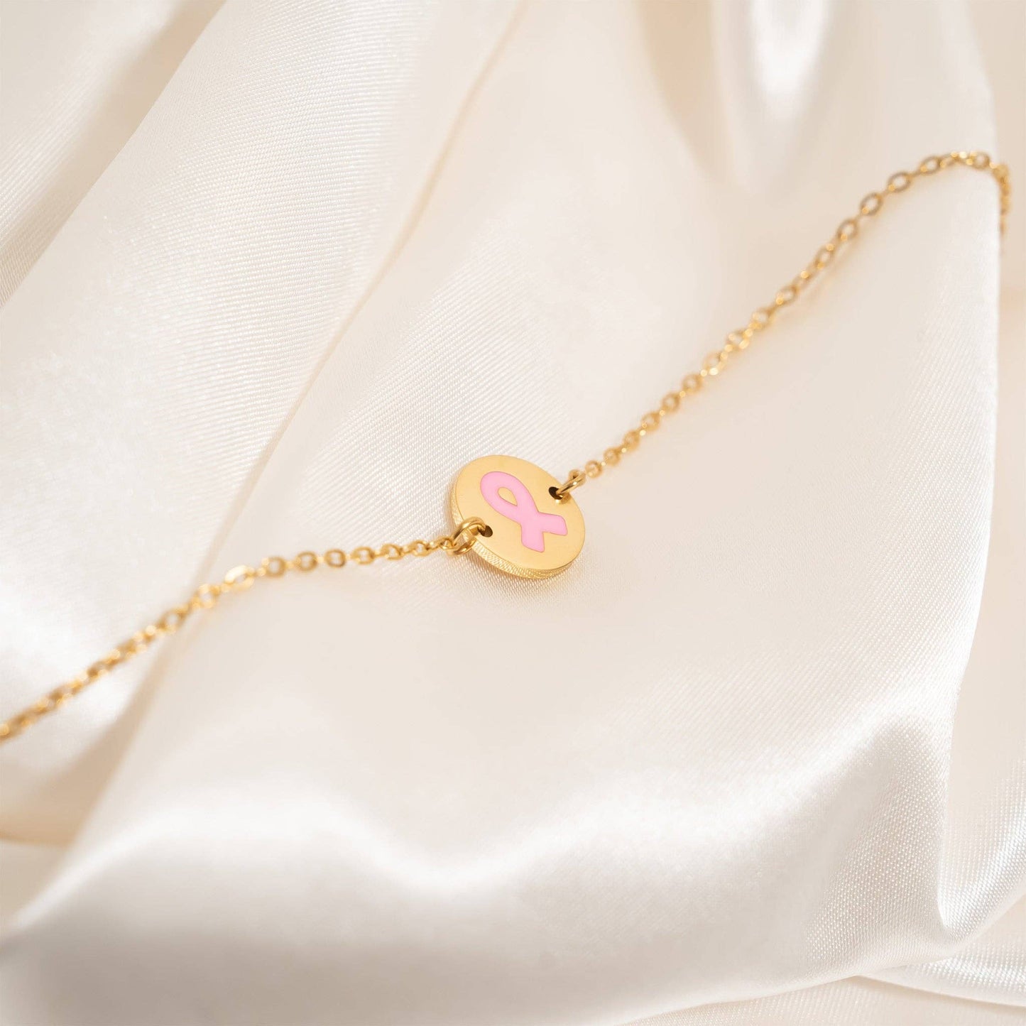 Breast Cancer Awareness Adjustable Circle Bracelet