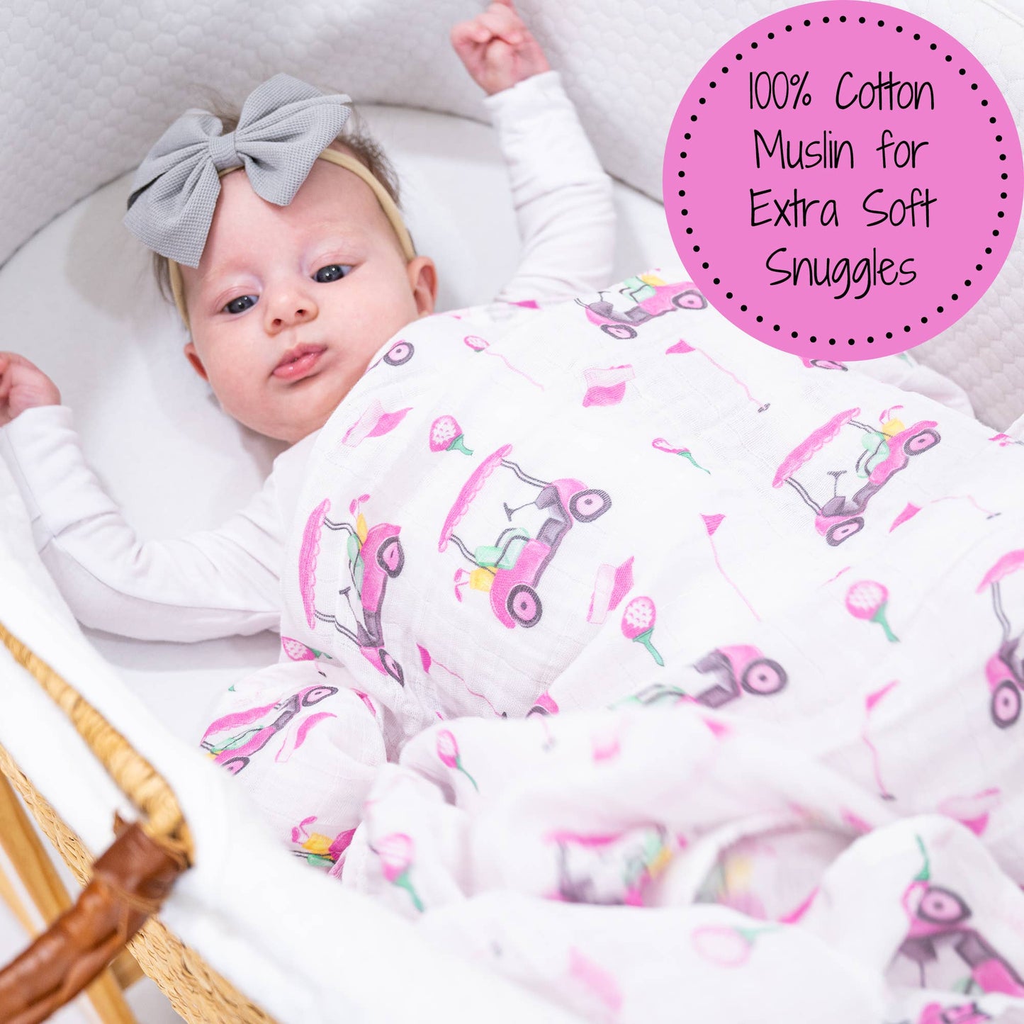 Pink Golf Baby Muslin Swaddle Blanket
