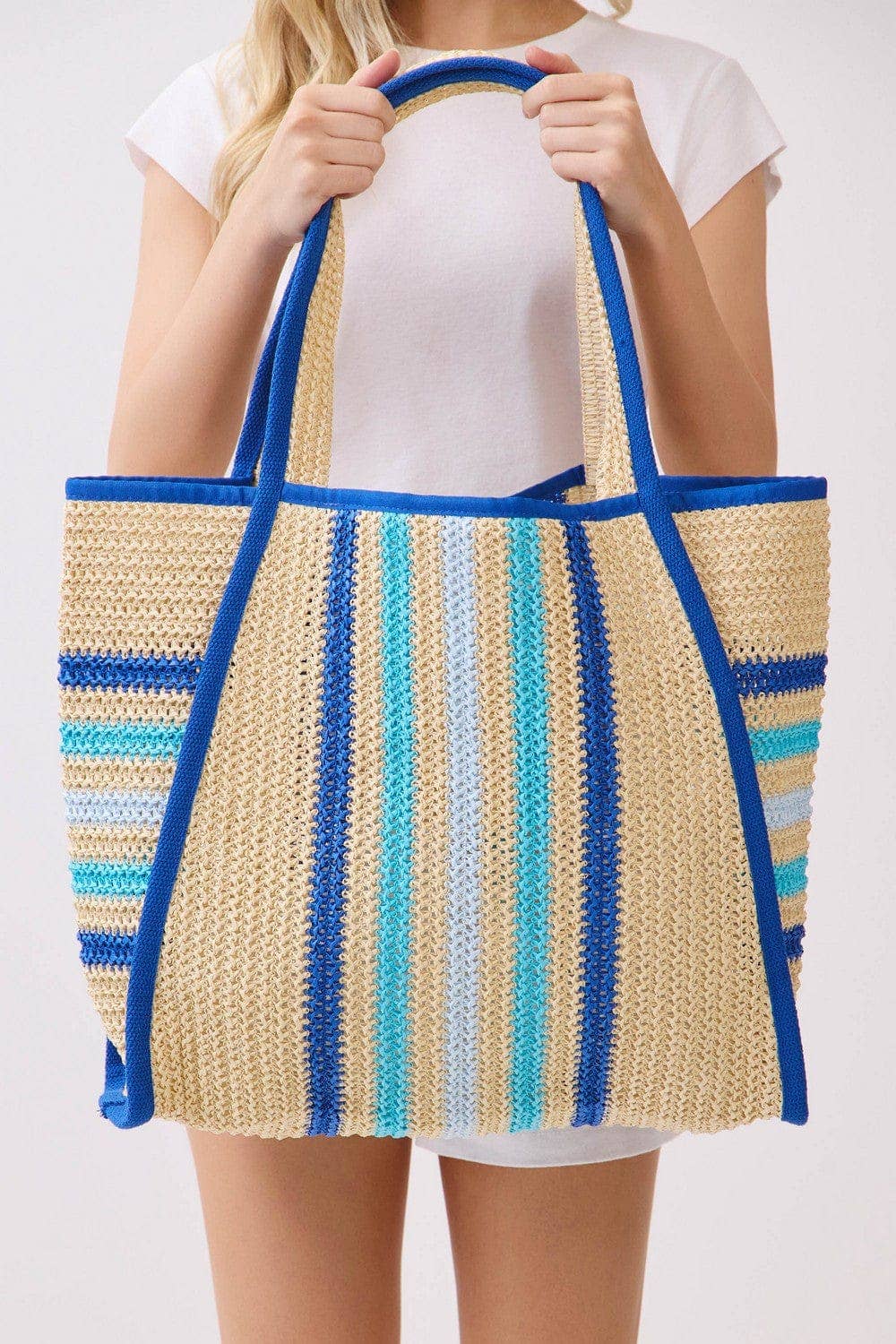 Jennifer Multi Color Straw Beach Tote Bag