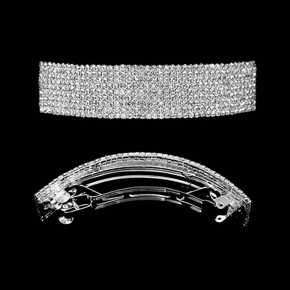 9 Rows Rhinestone Rectangle Barrette