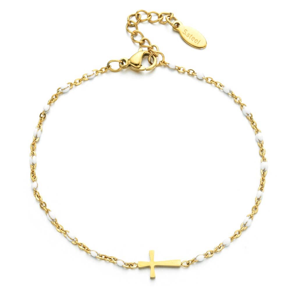 Delicate Enamel Cross Bracelets