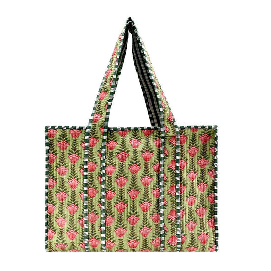 Cotton Pink Trellis Tote Bag- Small & Large