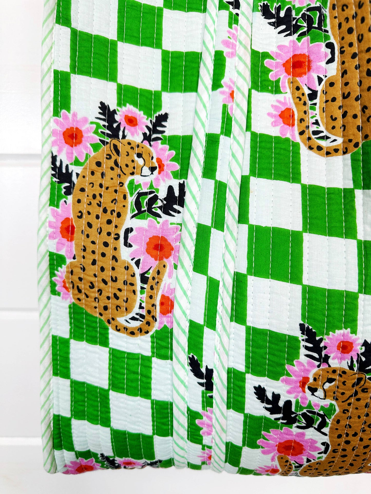 Quilted Green Jaguar Tote Bag