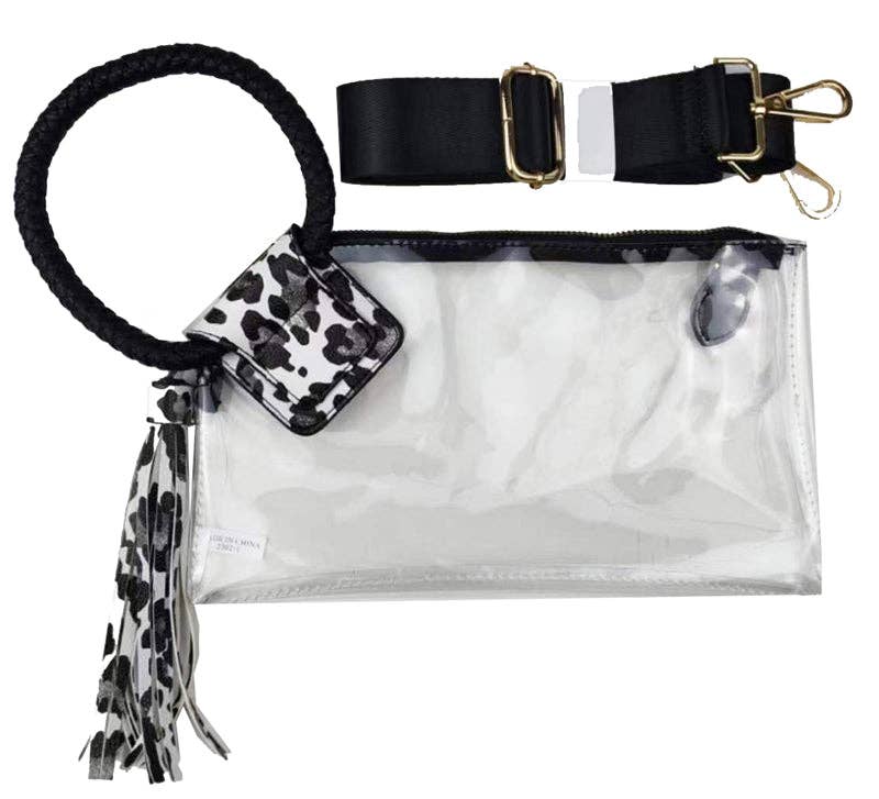 Clear Cuff  Black Tassel Wrislet Clutch