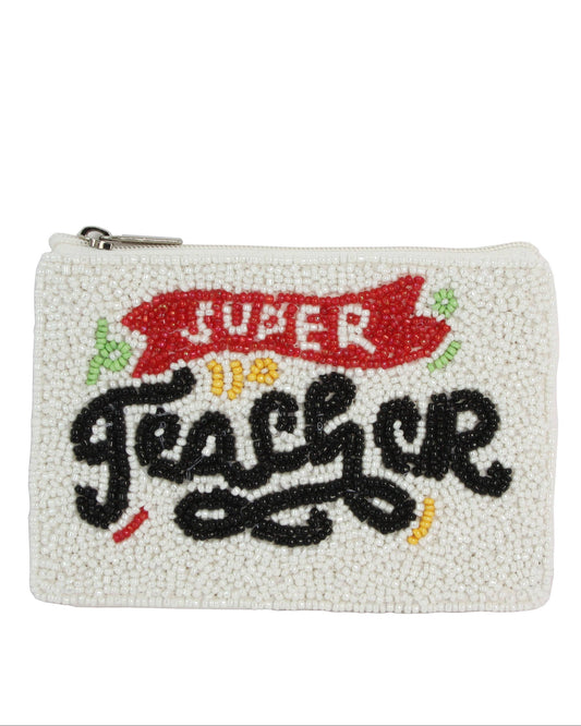 Beaded SUPER TEACHER Coin Purse