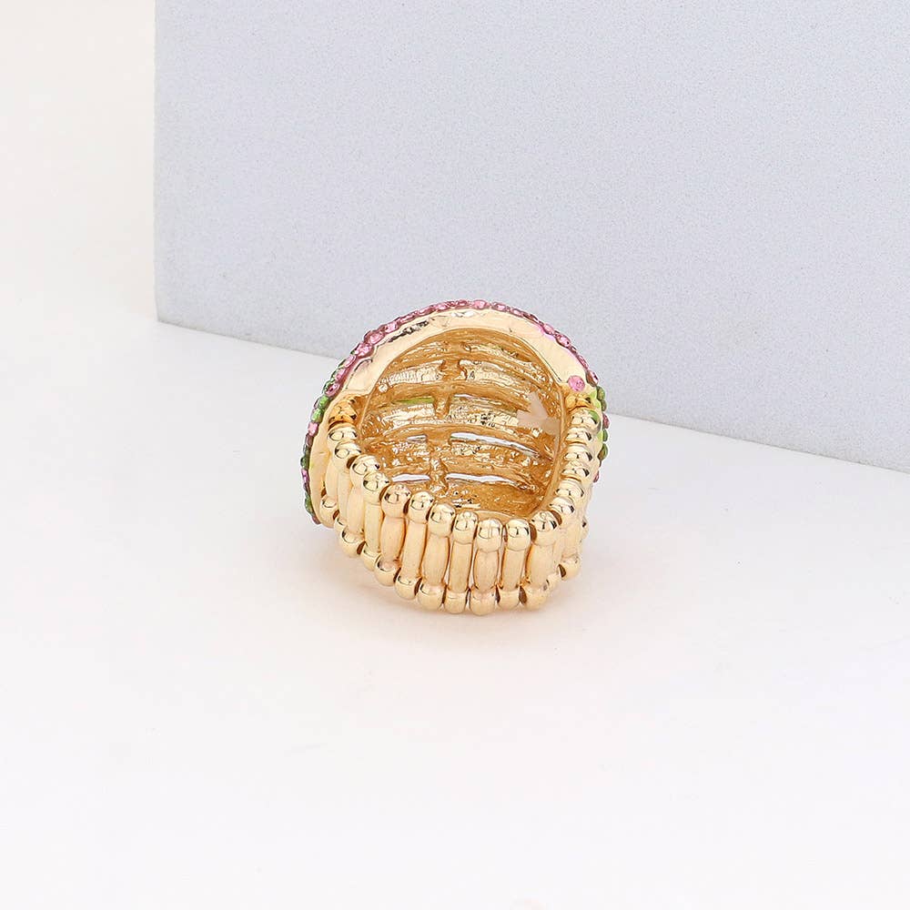 Crystal Rhinestone Pave Dome Stretch Ring
