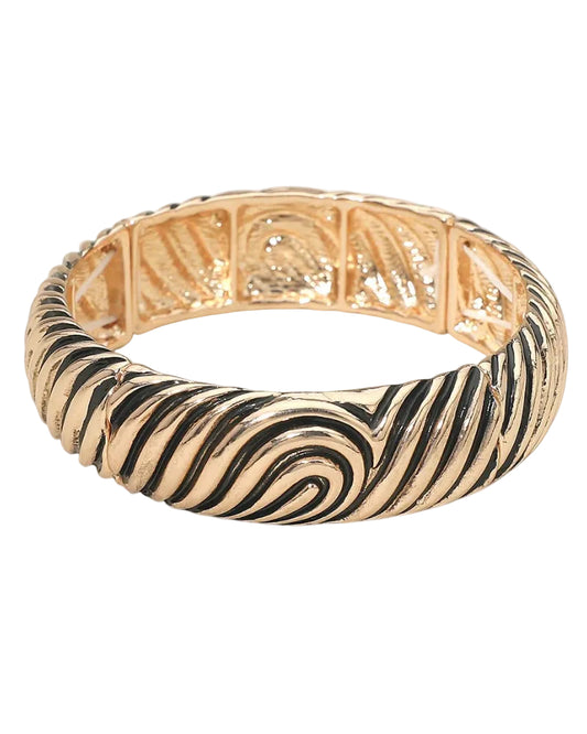 Swirl Textured Antique Metal Stretch Bracelet