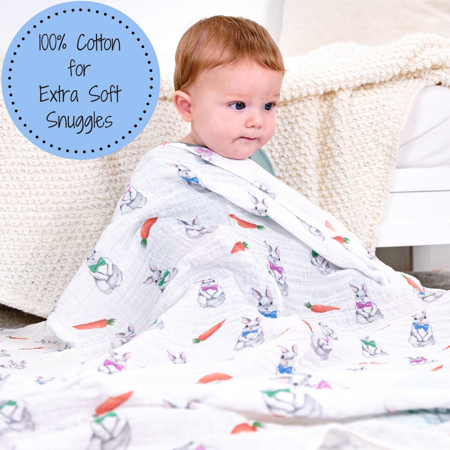 Bunny Easter Baby Muslin Swaddle Blanket