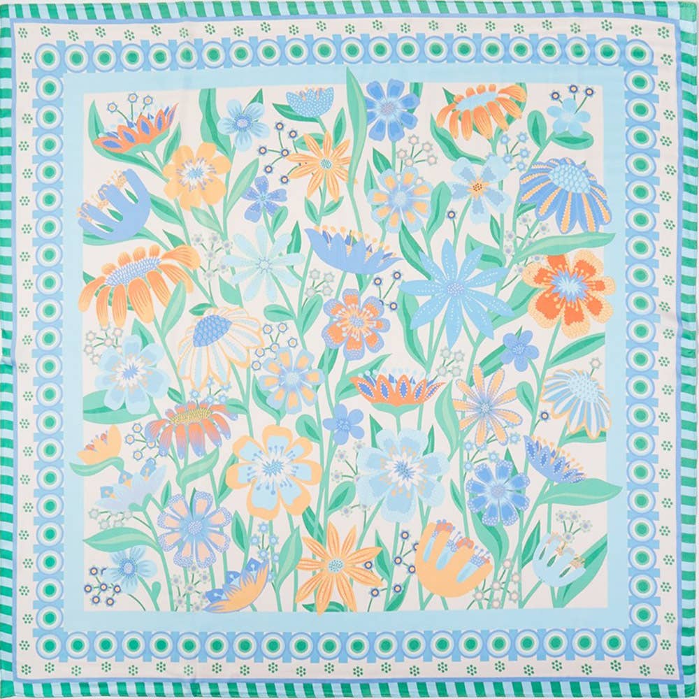 Retro Floral Print Square Bandana Scarf