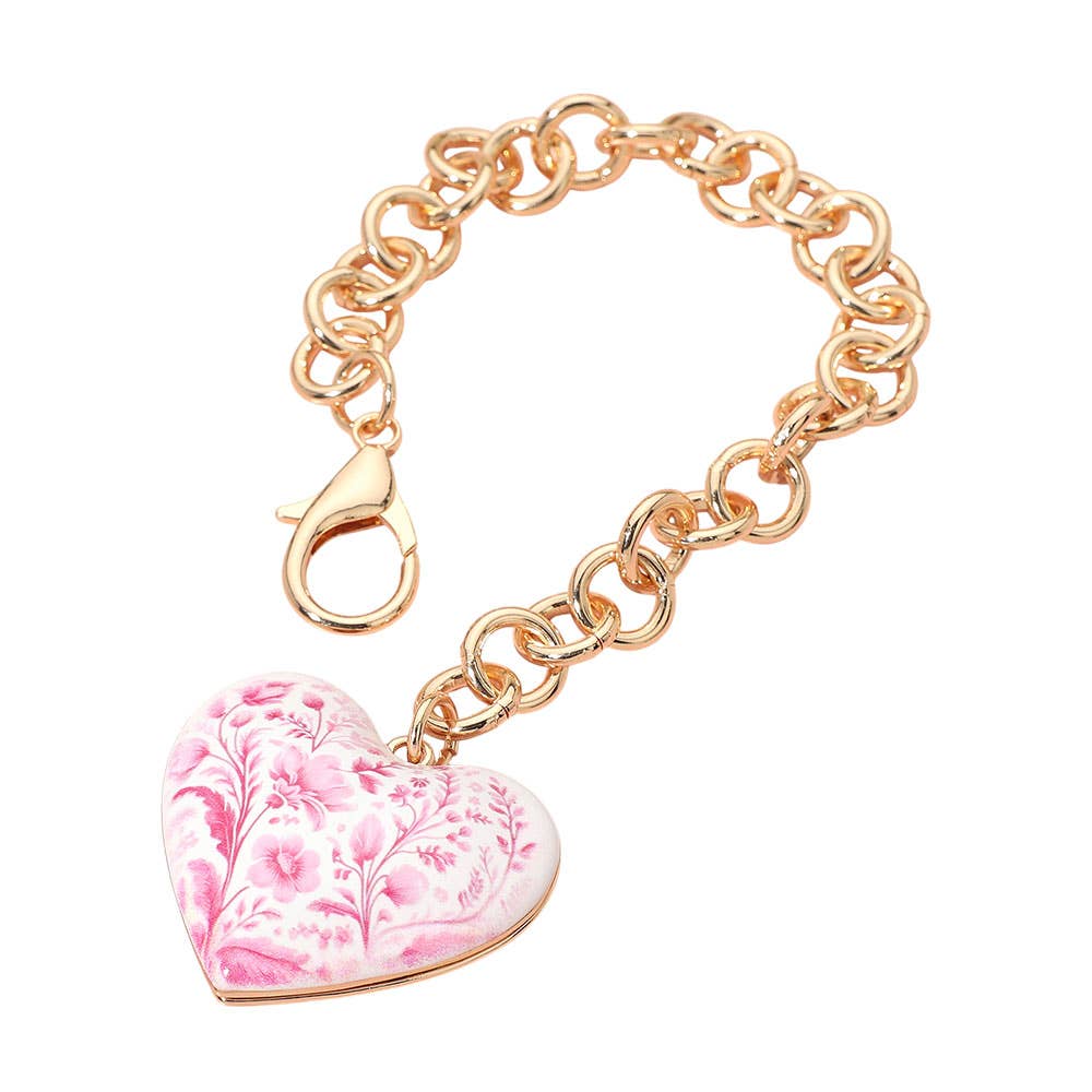 Chunky Floral Heart Charm Keychain Bag Charm