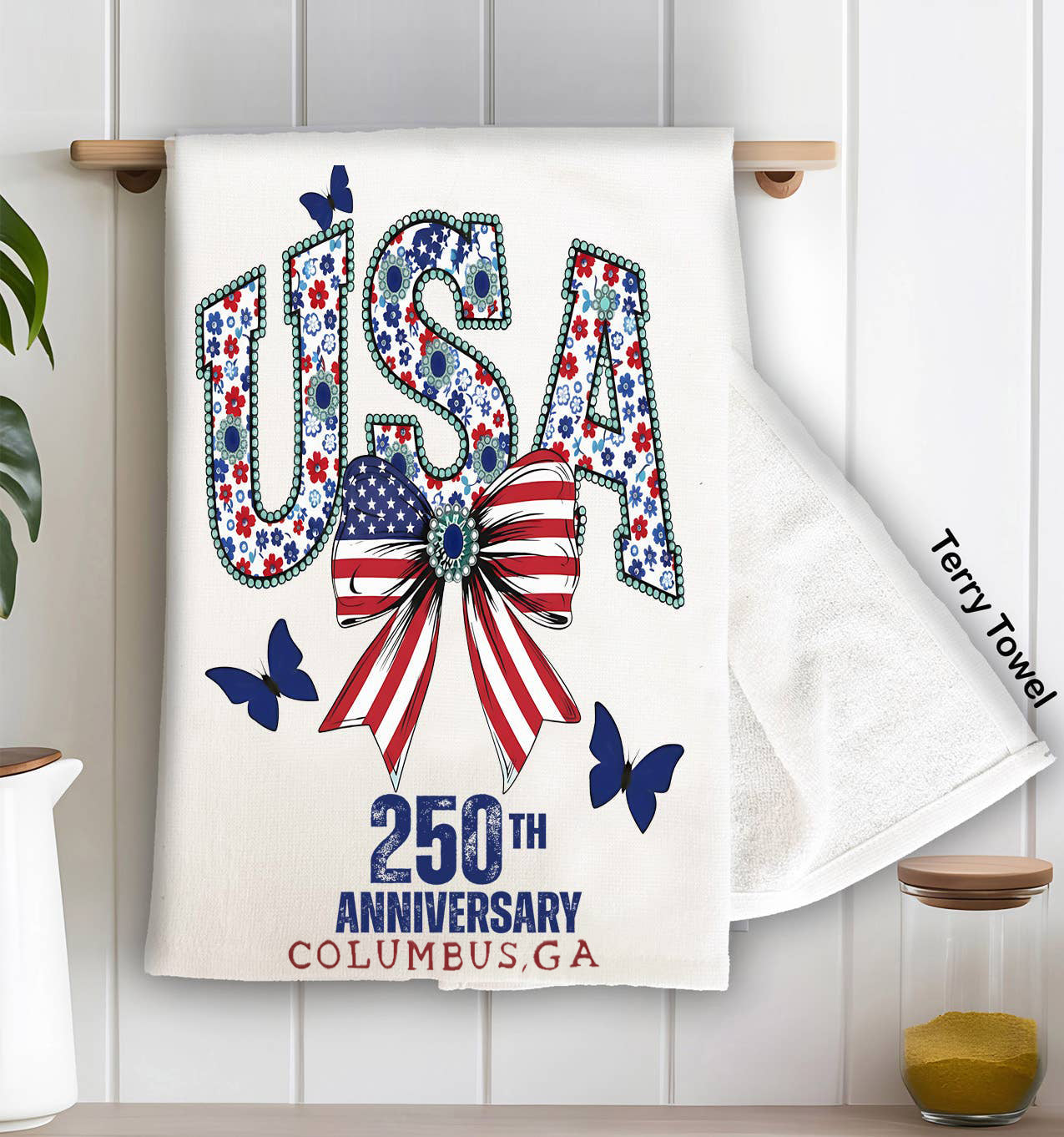 Columbus USA 250 Anniversary America Tea Towel